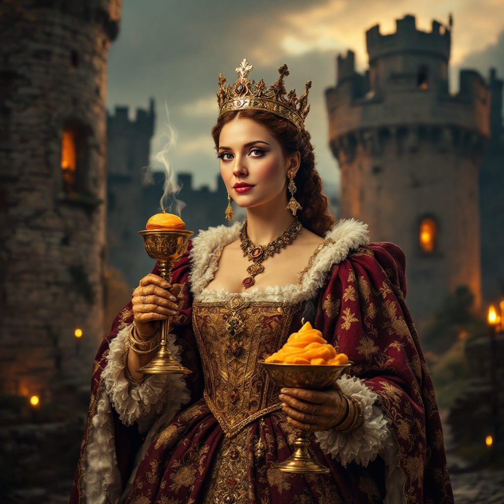 Katherine Parr at Kendal Castle in Tudor Finery with Toad-in...