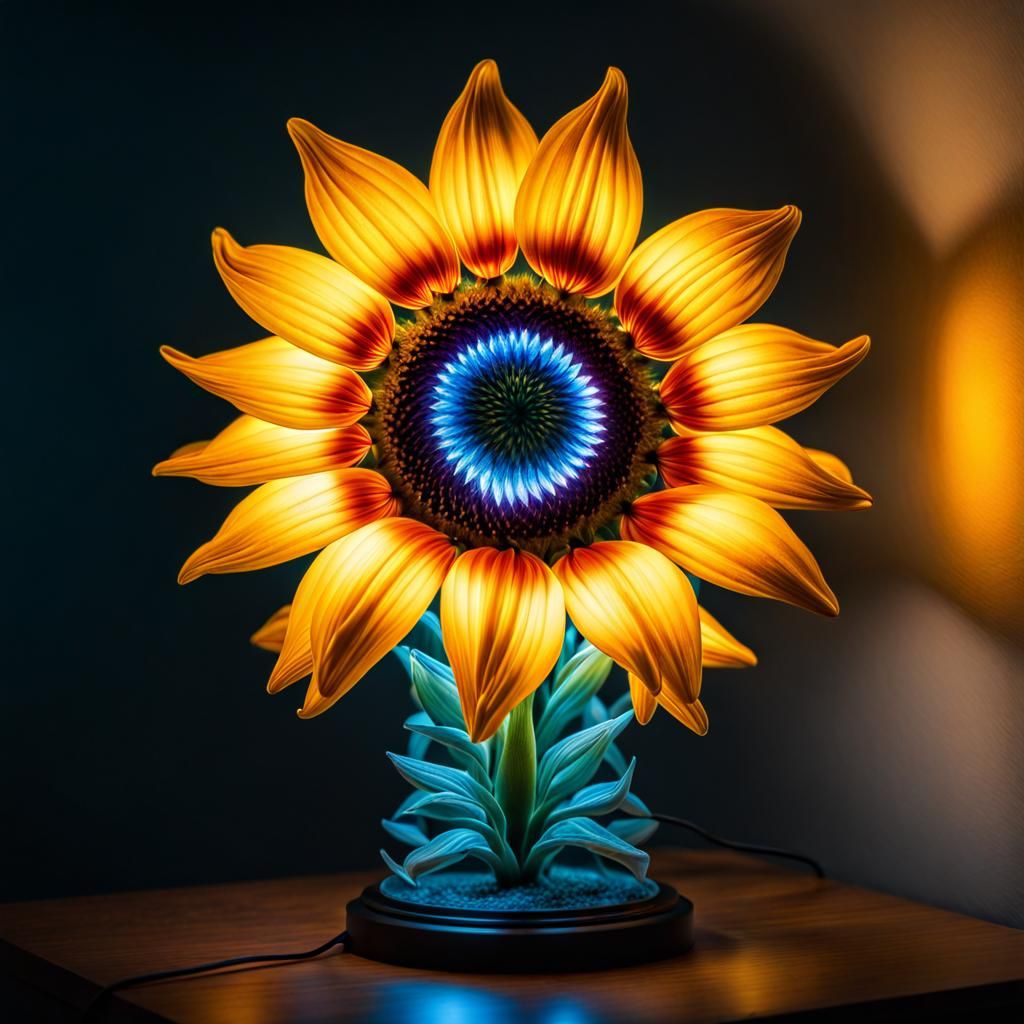 Bioluminescent Sunflower Lamp with Vivid Colors