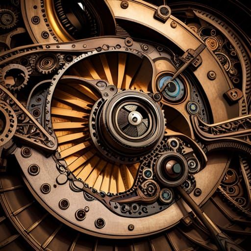 Complex Steampunk Engine Machinery