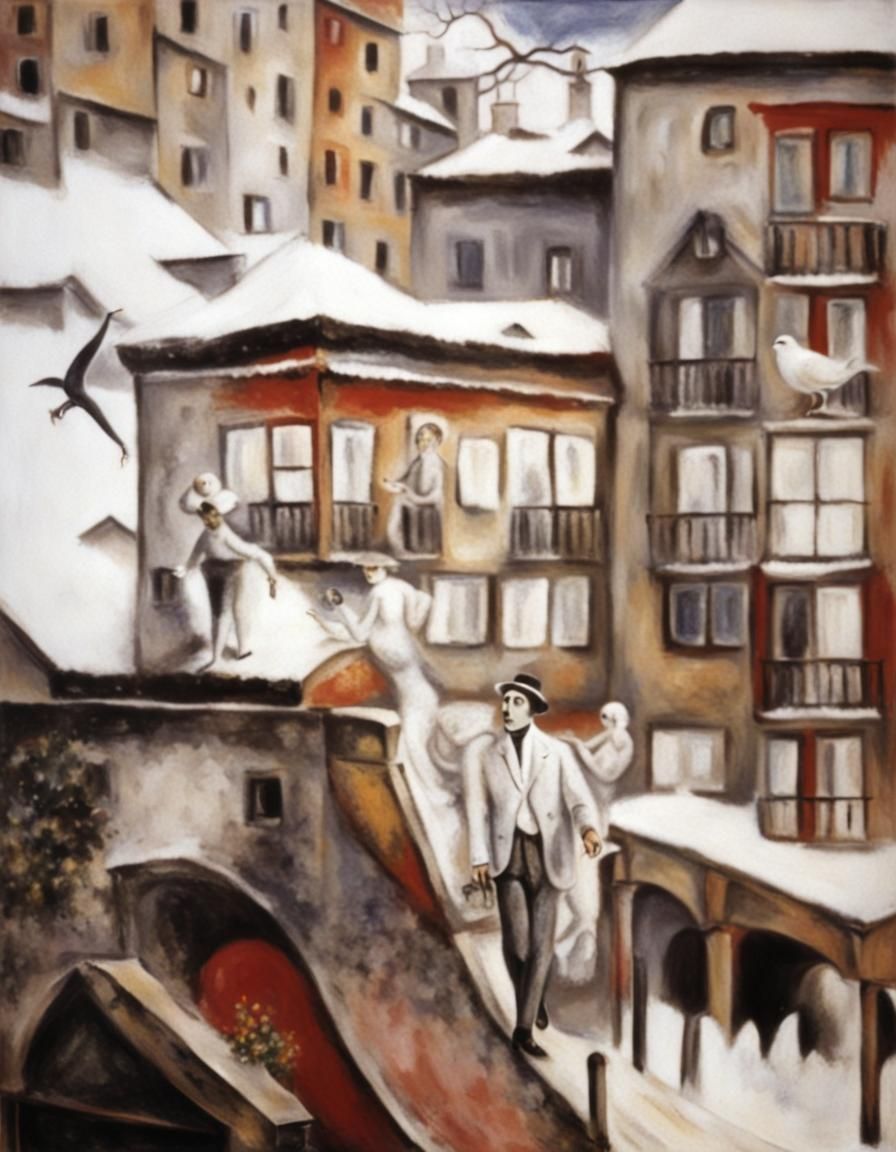 Dreamlike Surrealist Composition in Chagall Style