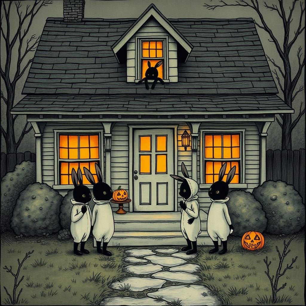 Angry Toddlers in Bunny Suits, Gorey-esque