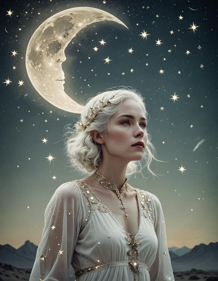 Incandescent Moon in Starry Night, Welz-Stein Style