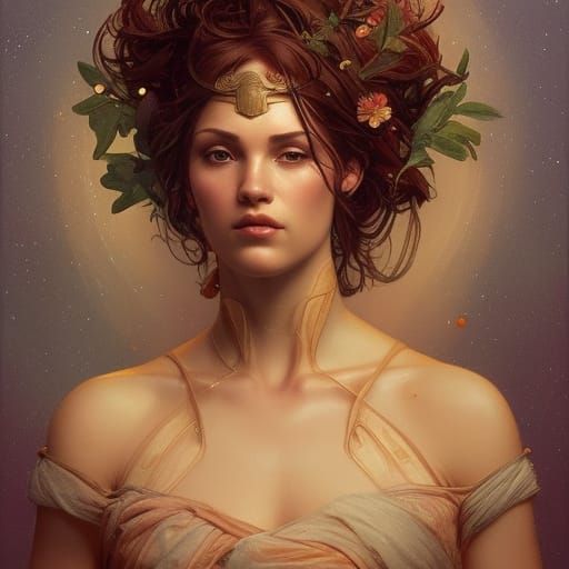 Eve: Hyperdetailed Portrait in Art Nouveau Style