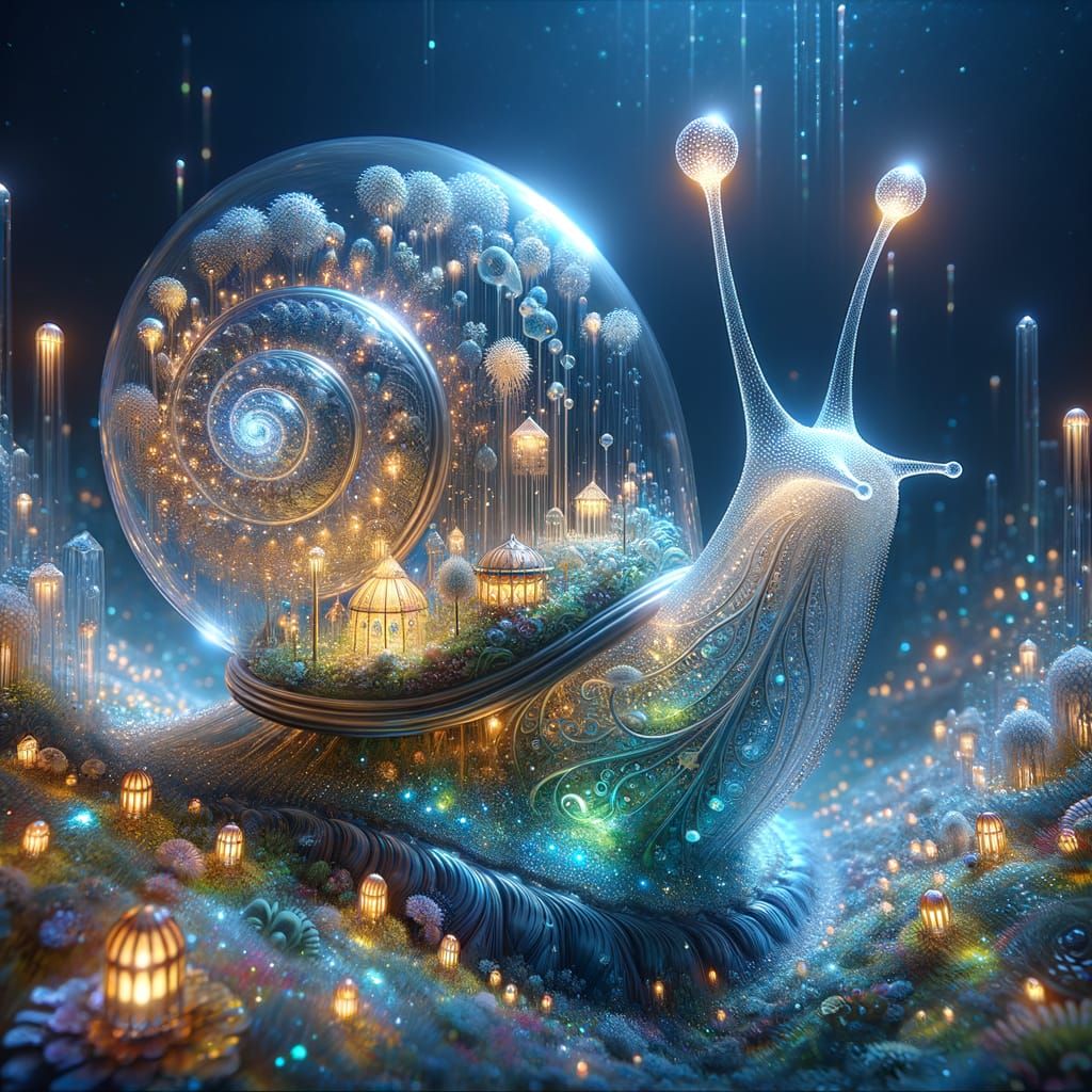 Bioluminescent Fairyland Inside Glass Snail Shell