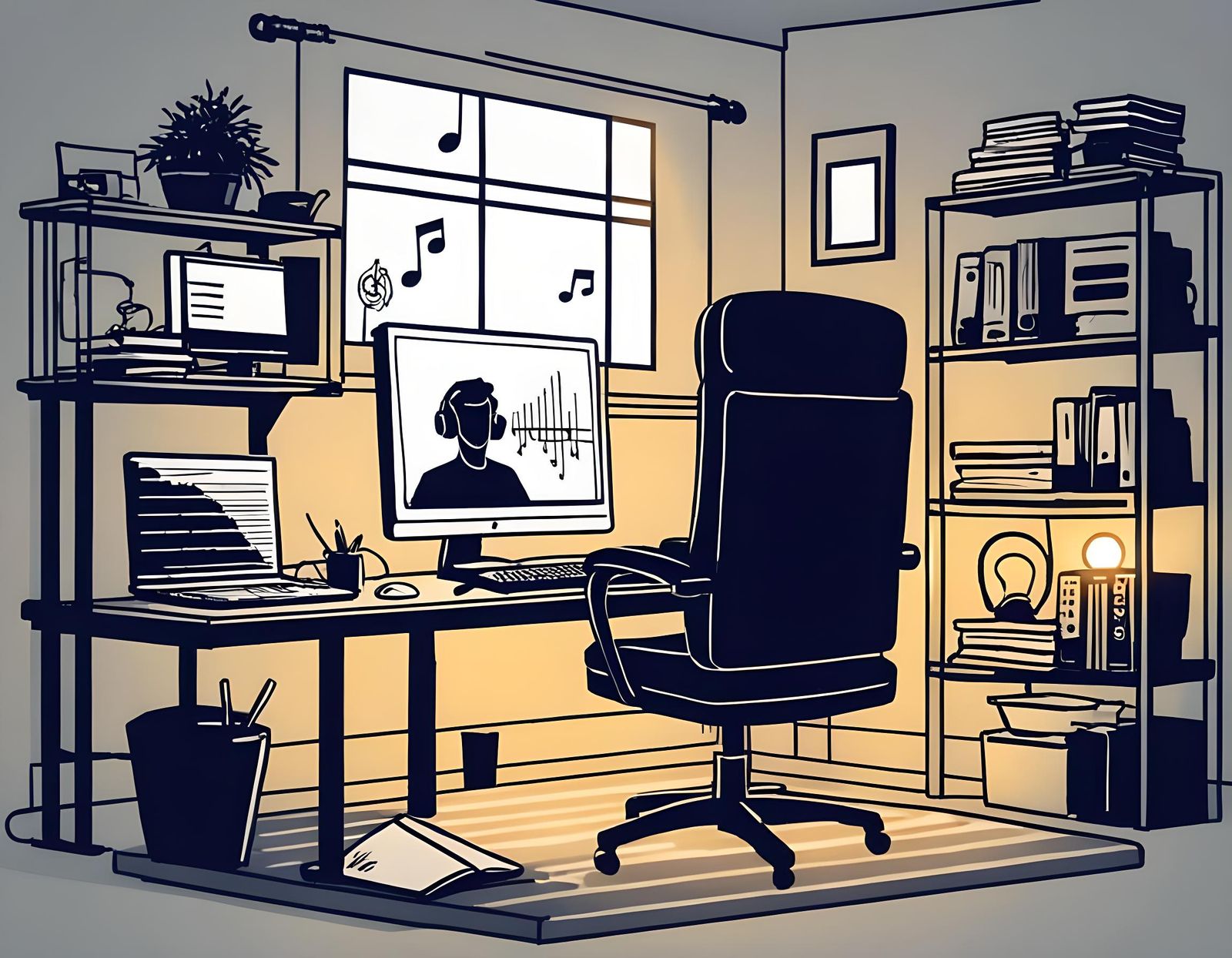 Home Office Setup with Computer and Monitors