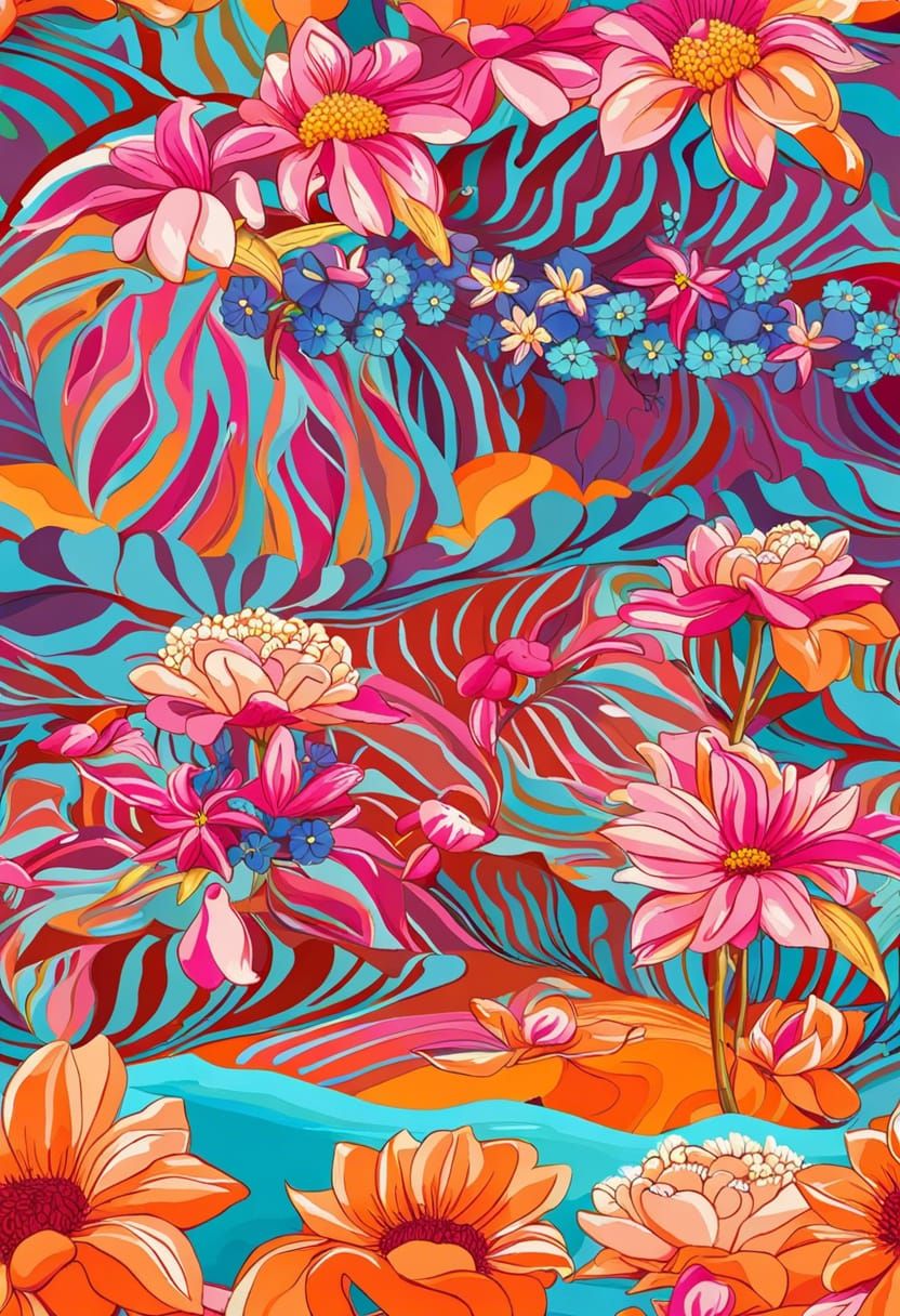 Vibrant Desert Oasis in Graffiti Art Style