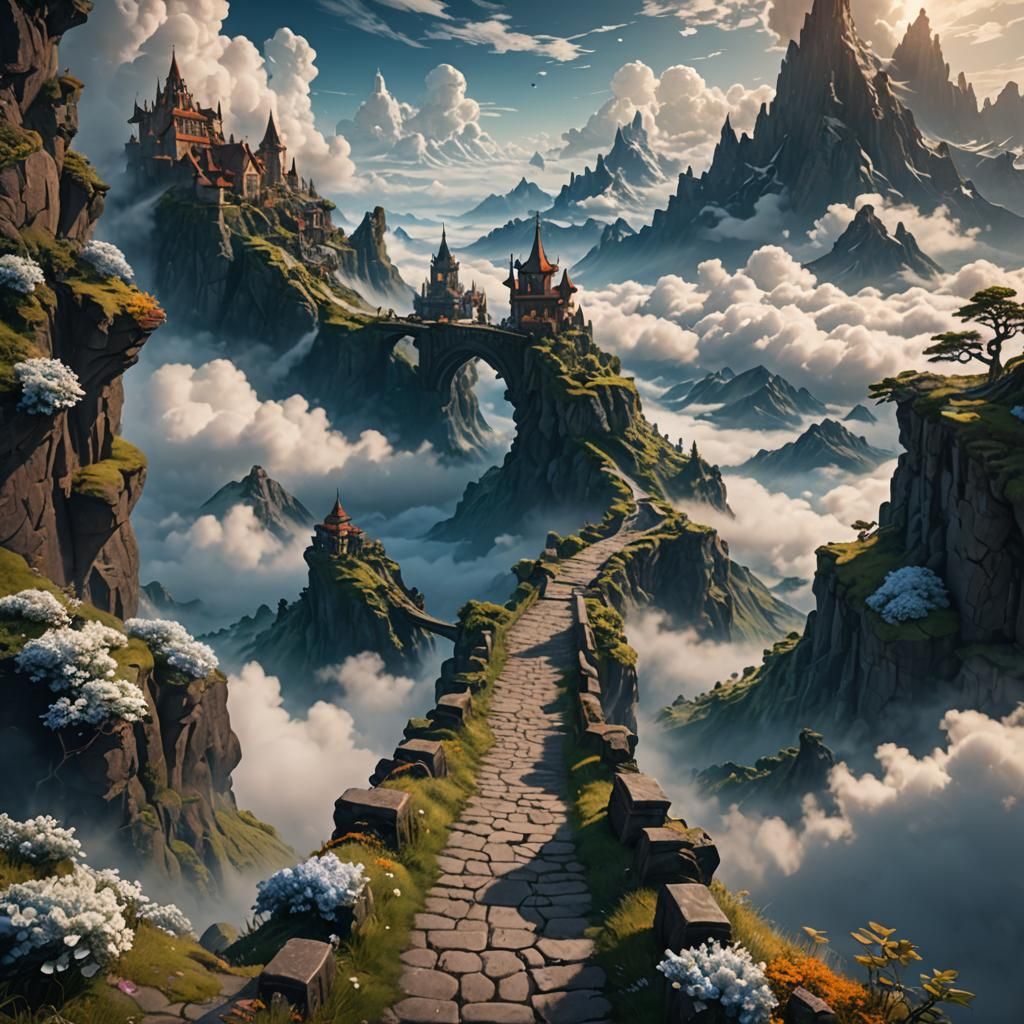 Path Above the Clouds: Fantastical Digital Art
