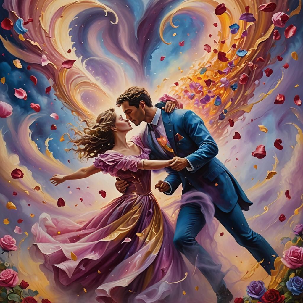 Love Tornado: Surreal Hearts and Rose Petals