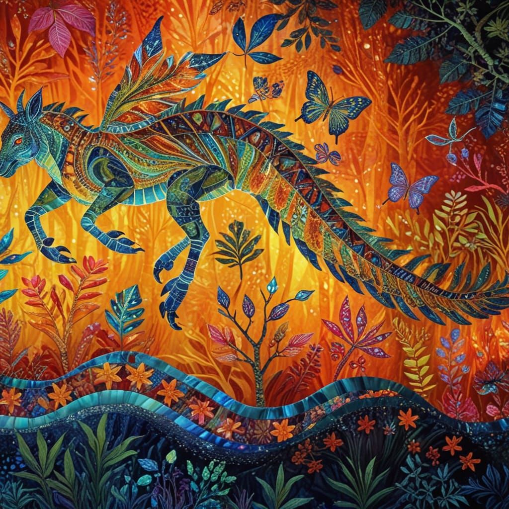 Exotic Forest Creature in Vibrant Bioluminescent Glory