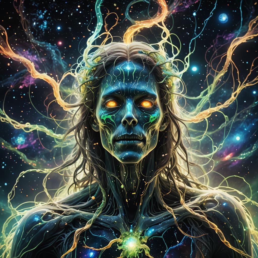 Ethereal Being in Space: A Cosmic Horror Vision