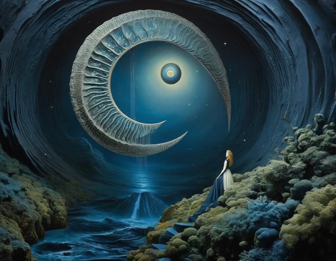 Melancholy Murmur: Surrealist Vision in Cadet Blue