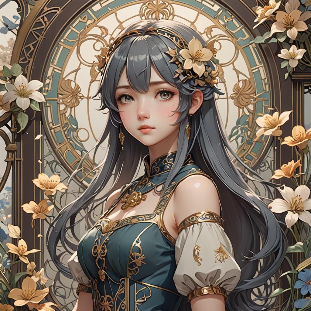 Cute Art Nouveau Style 2D Poster Art