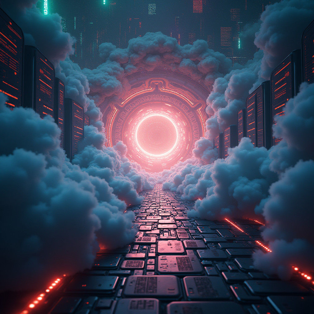 Ethereal Portal Beckons Sentient AI: Digital Art