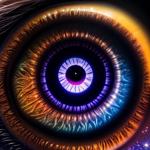 Surreal Glowing Eye Reflecting Starry Night