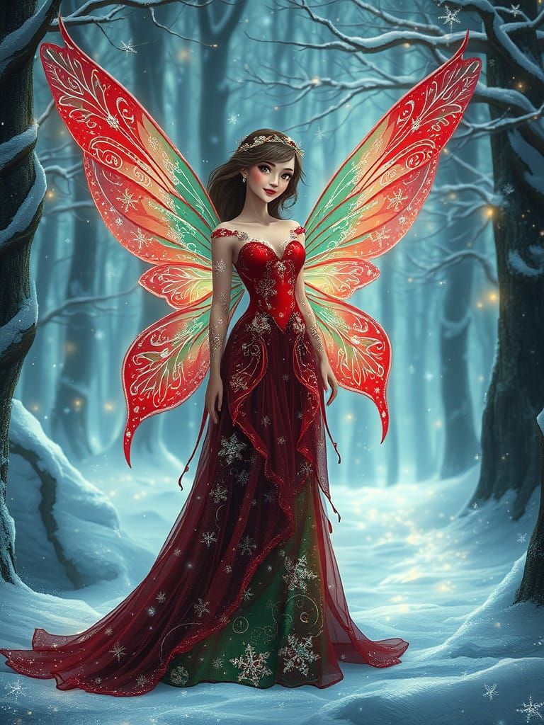 Christmas Fairy Princess in Festive Velvet Gown