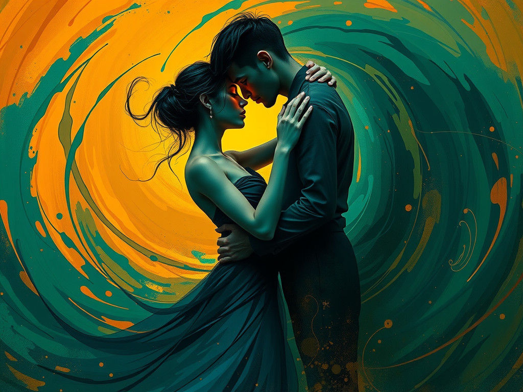 Ethereal Abstract Dance of a Couple in Love