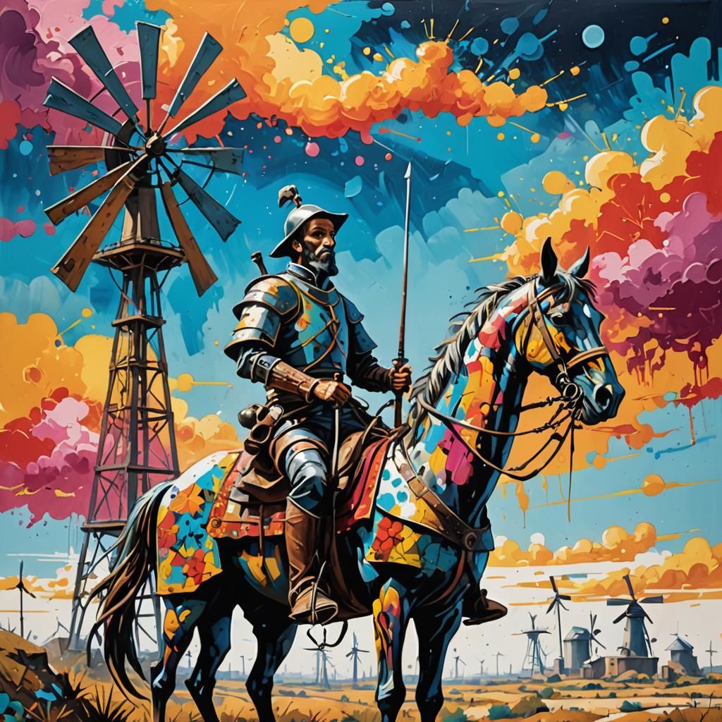 Don Quixote: Graffiti Art with Windmills
