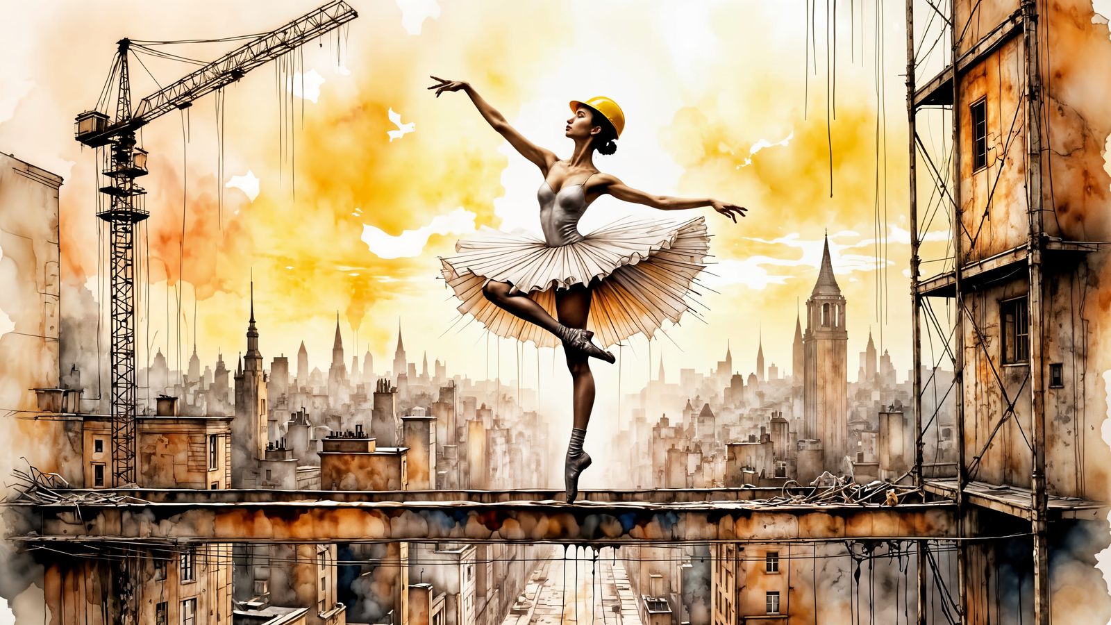 Ethereal Ballerina Defies Gravity on Steel Beam