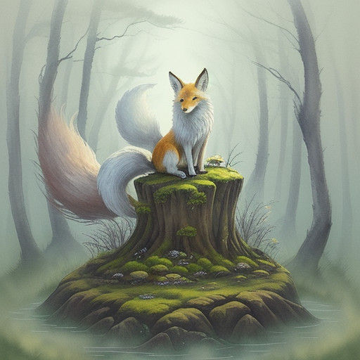 A Mystical Nine-Tailed Fox Entices in a Whimsical Display