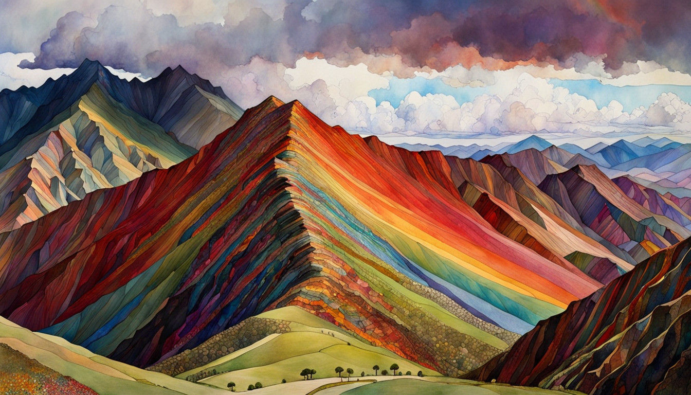 Vibrant Andean Landscape in Luminous Colors