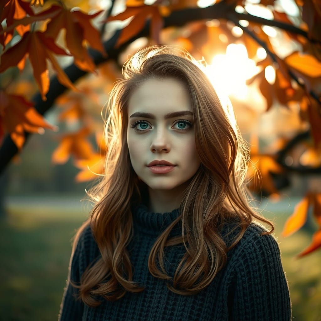 18-Year-Old Woman in Ethereal Autumn Portrait