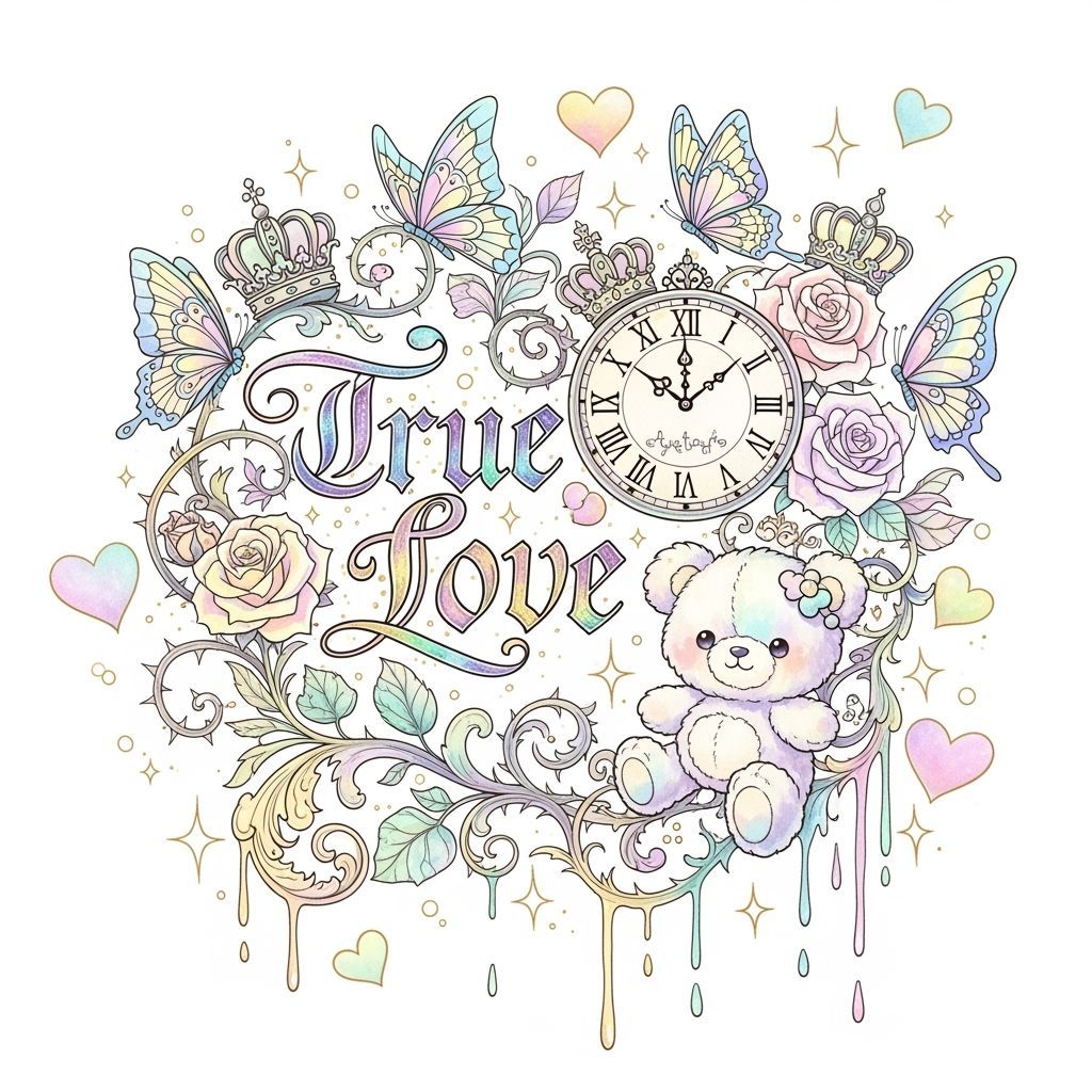 True Love Bellflower & Gothic Roses Sticker Design
