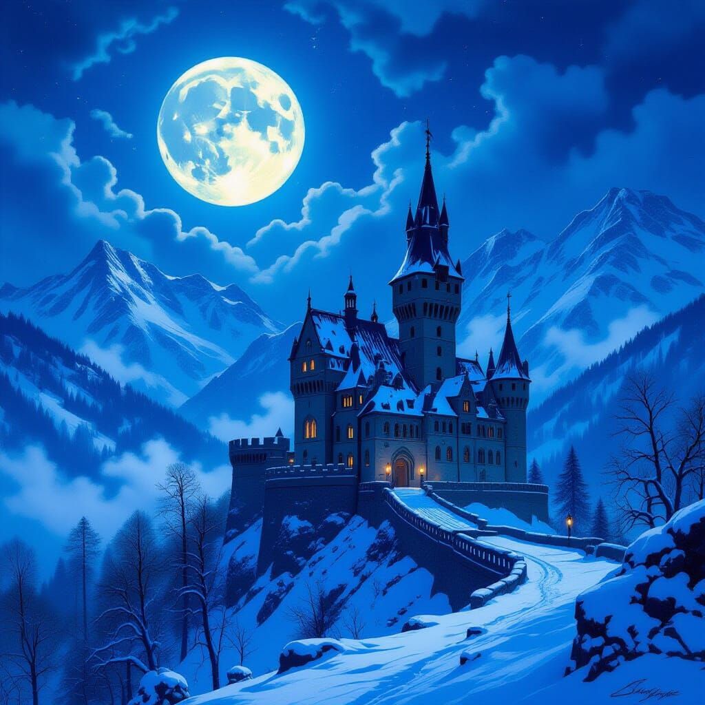 Gothic Castle Under Moonlight: A Photorealistic Masterpiece