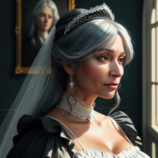 Ultrarealistic Portrait of Pregnant Woman in Luxury Mansion