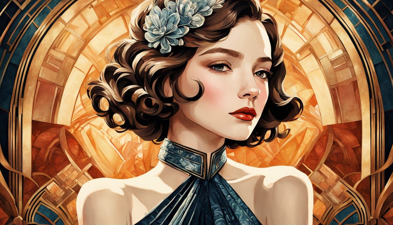 Elegant Art Deco Portrait of Yann in Primerose