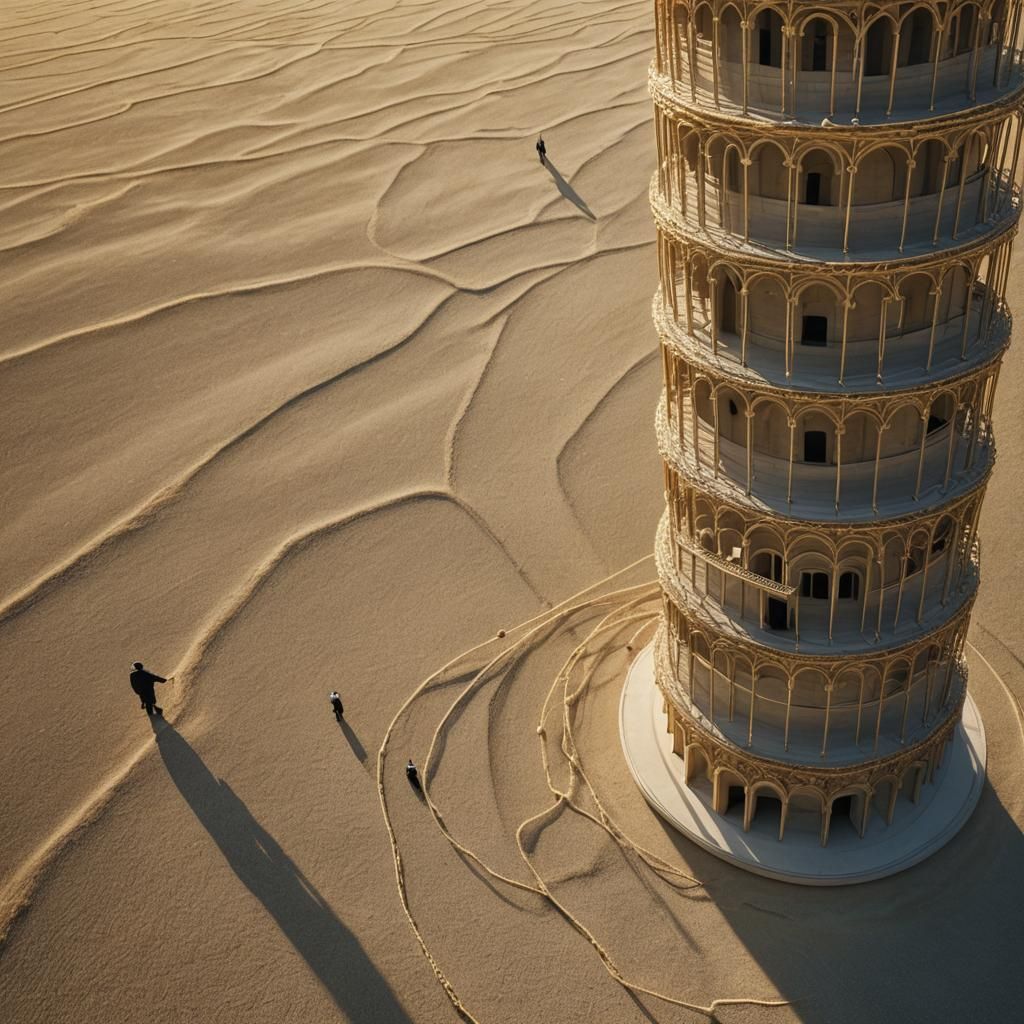 Leaning Tower of Pisa as Surreal String Art