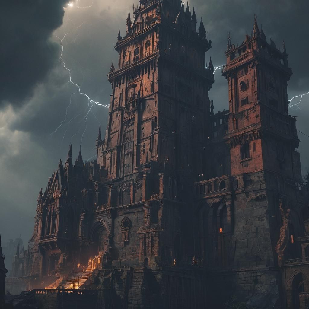 Castlevania Tower of Babel in Gothic Landscape
