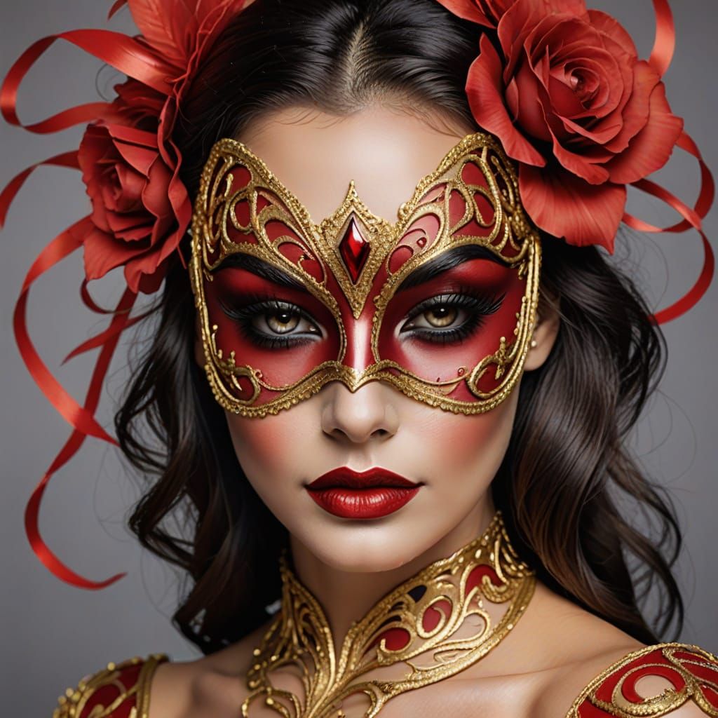 Abstract Halloween Masquerade with Golden Silk Eyeliner