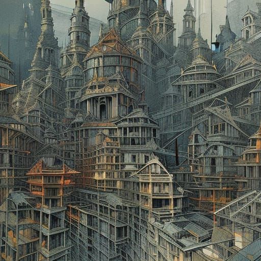 Detailed Ink Illustration of Budapest Castle Quarter