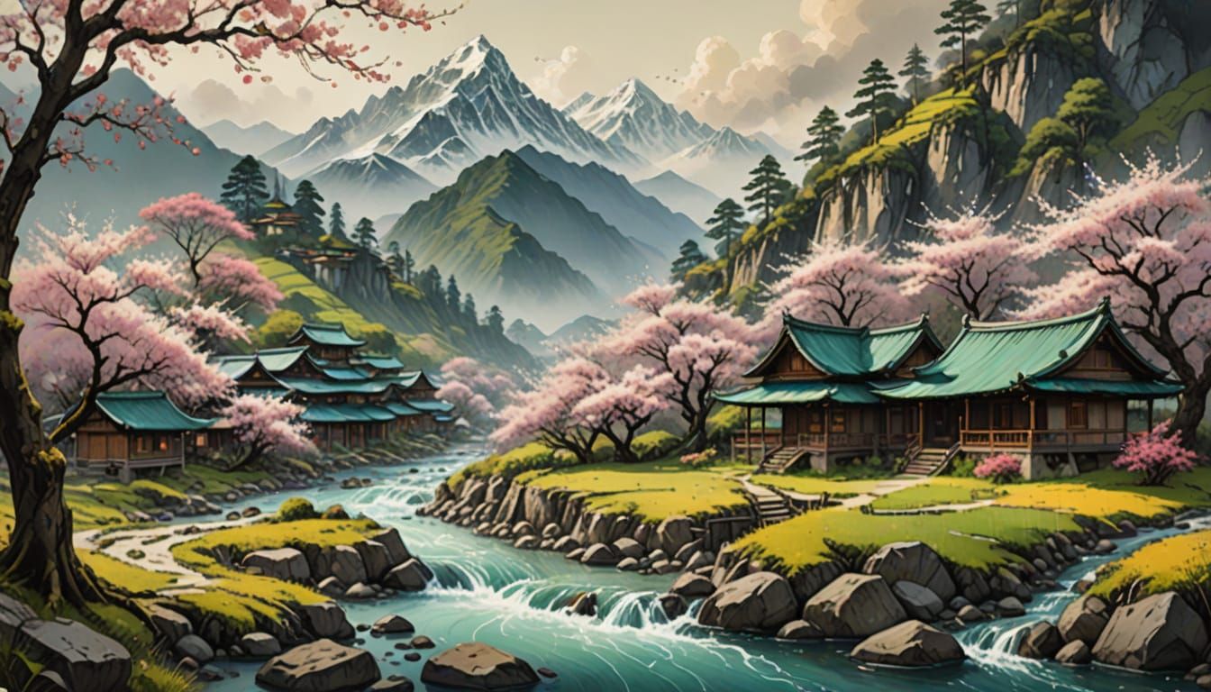 Himalayan Village in Blossom