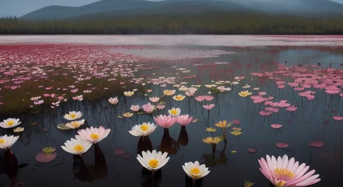 Blood Drop on White Swamp Flowers