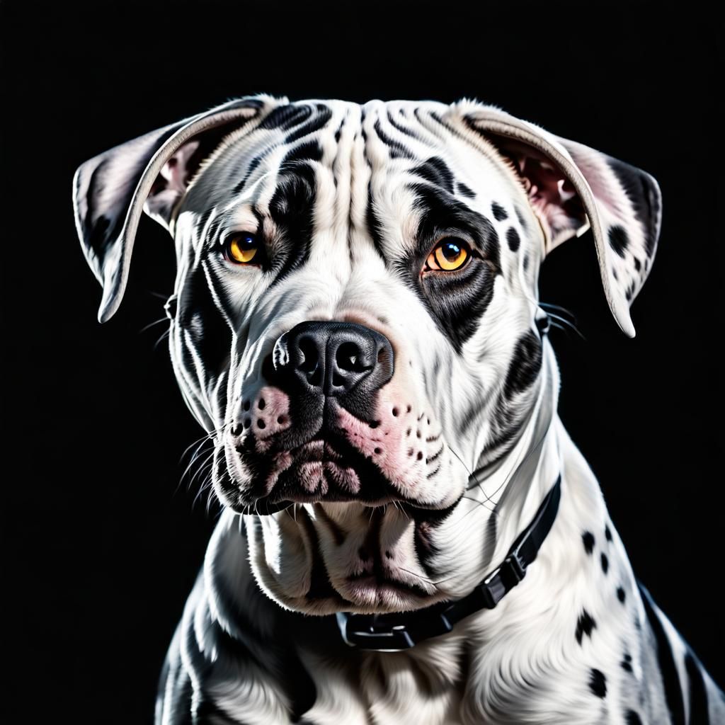 White Pitbull Mastiff Mix in 8k Photo