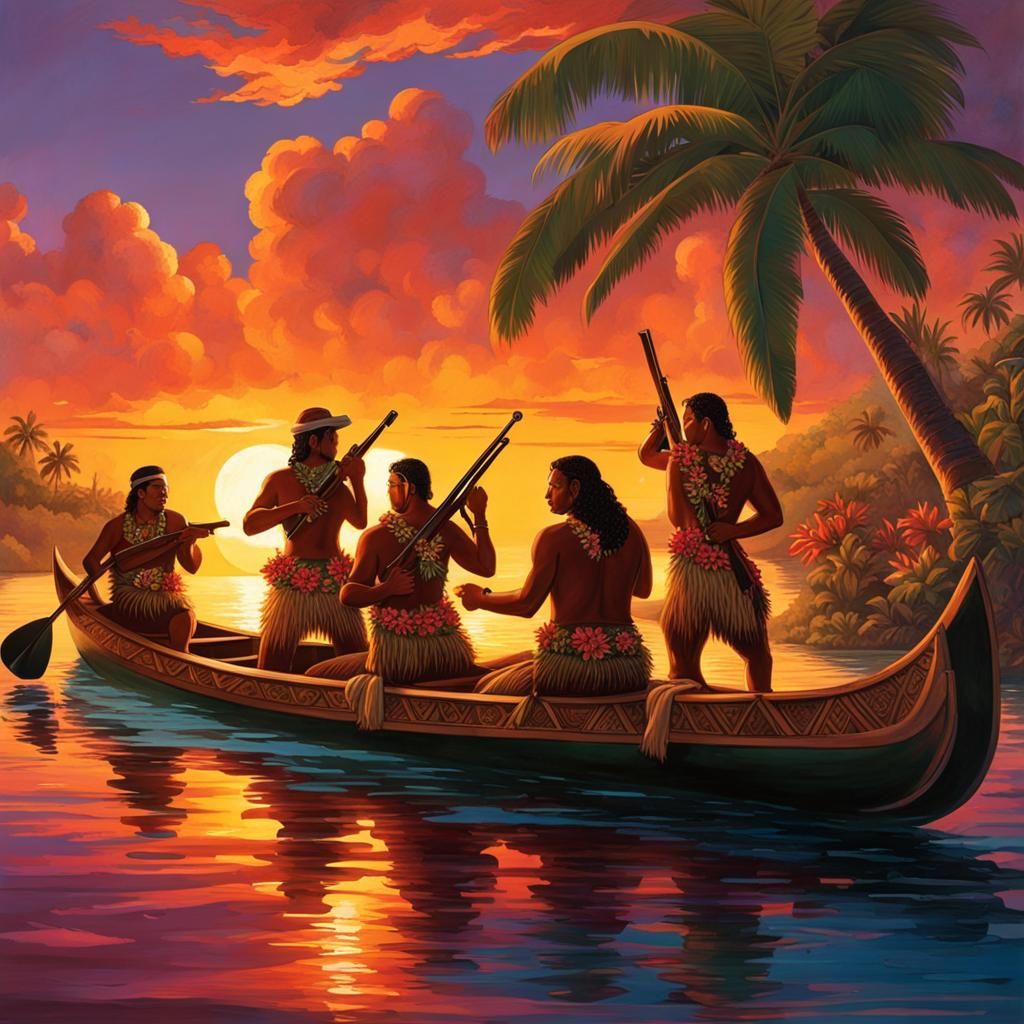 Polynesian Canoe Drive-By Shooting at Sunset