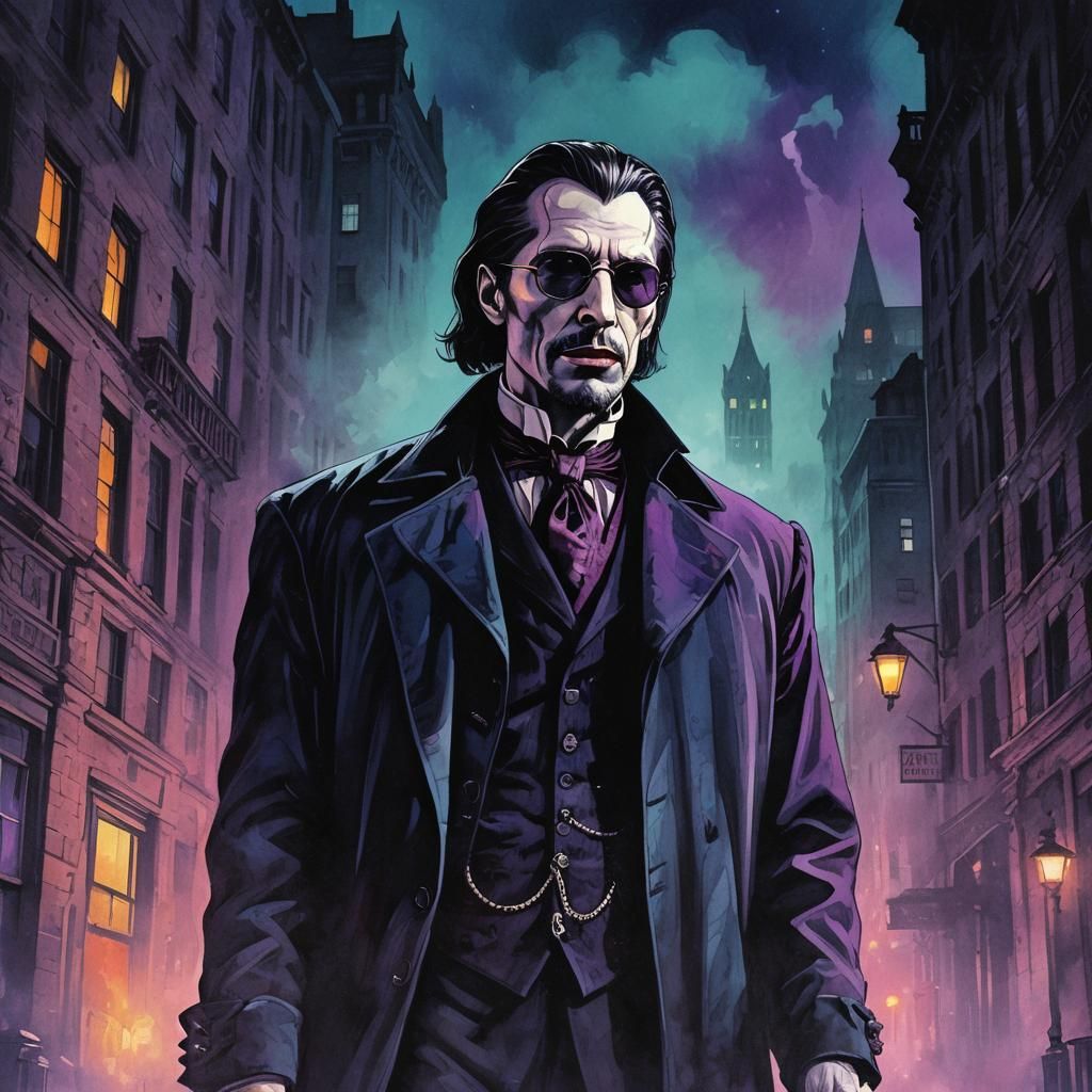 Dracula in New York: Gothic Horror Illustration