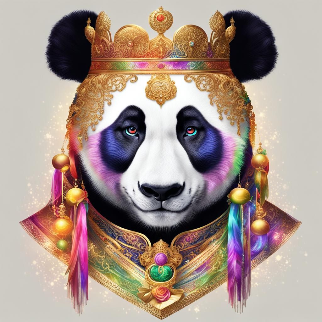Rainbow Panda Prince Dreamman with Golden Eyes