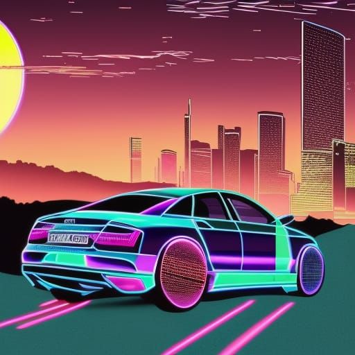 Neon Synthwave Audi e-tron with Jupiter Reflections