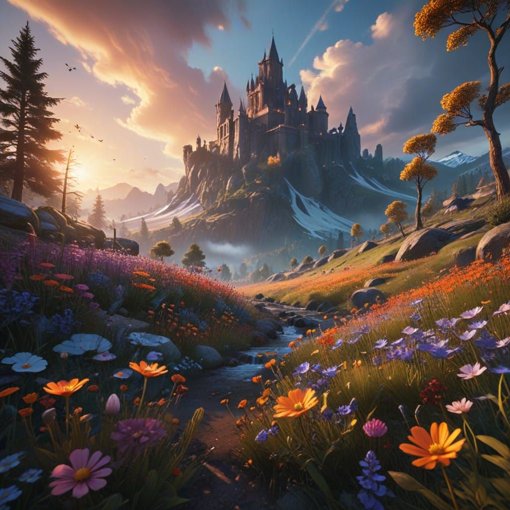 Surreal Countryside Scene in Vibrant HDR Colors