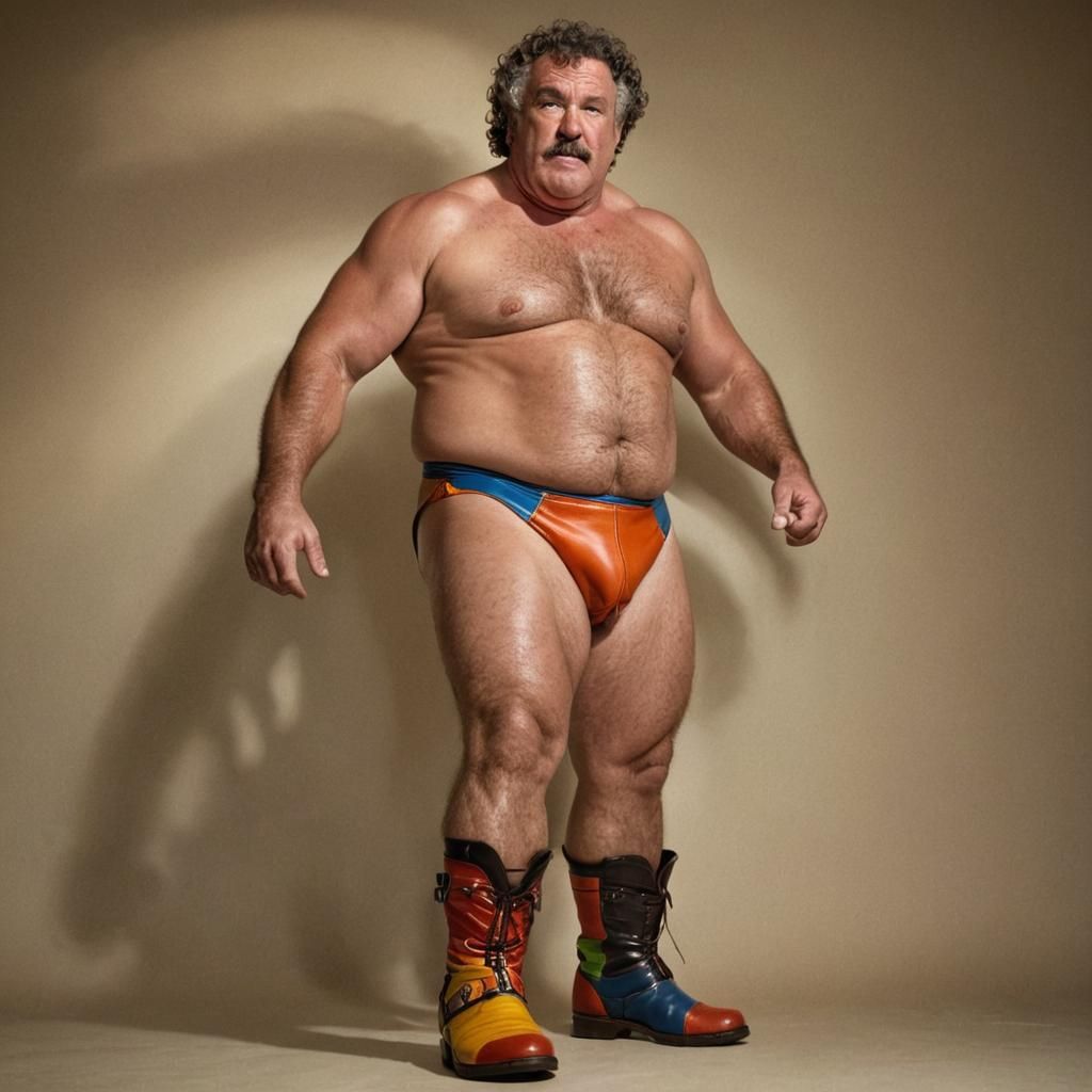 Powerful Wrestler Poses in Vibrant Cinematic Lighting