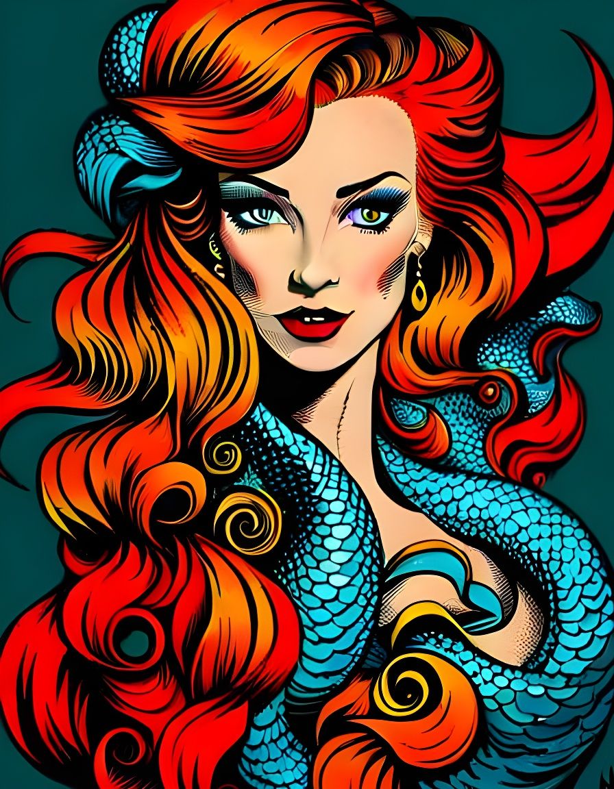 Pirate Mermaid in Vintage Pop Art Style