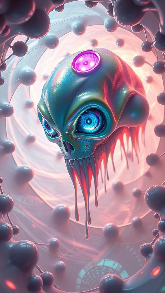 Surreal psychedelic creature, entity, trippy, crazy inhuman ...