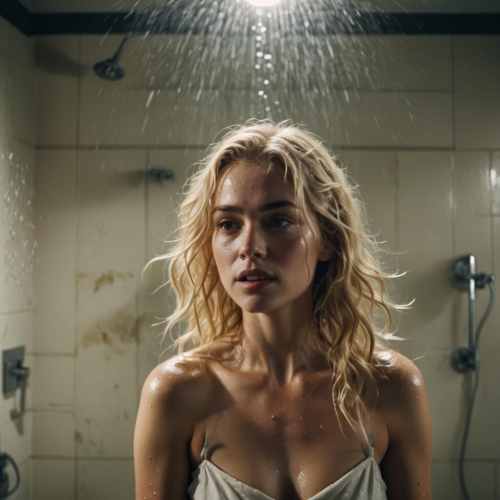 Blonde Fairy Woman in Light Shower, Photorealistic