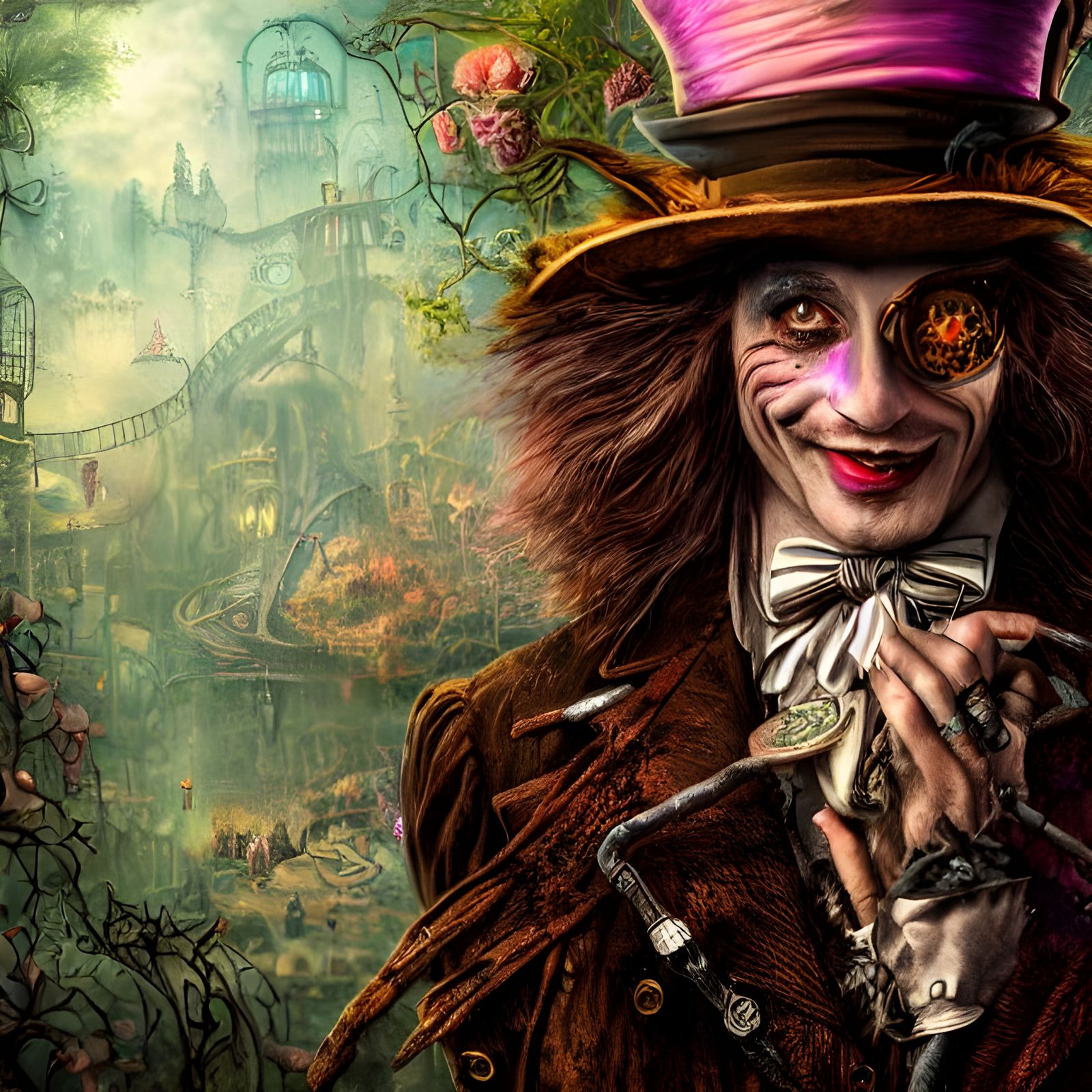 Detailed Mad Hatter in Steampunk Gothic Style