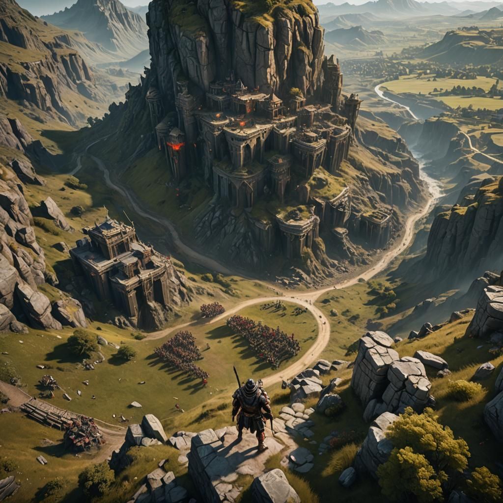David and Goliath Battle, Detailed Matte Painting