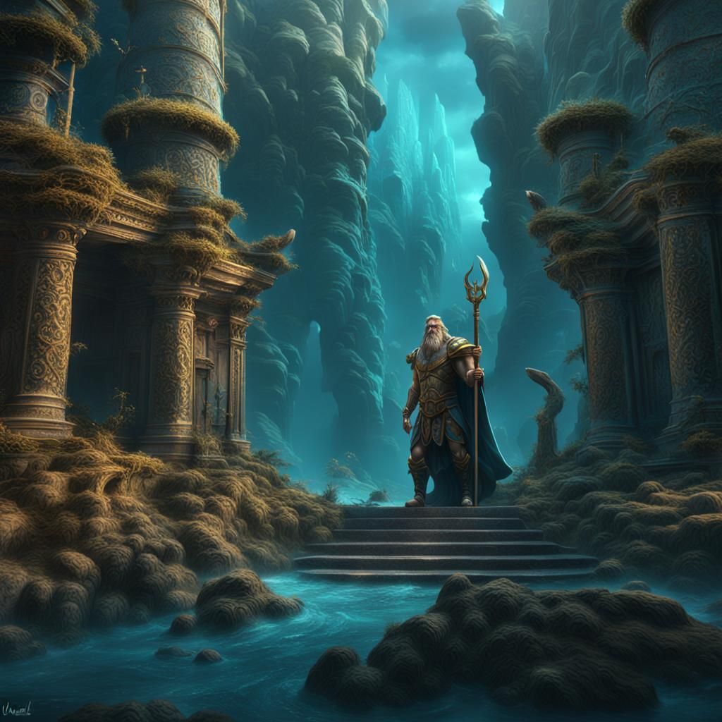 Detailed Matte Painting of Poseidon in Unreal Engine