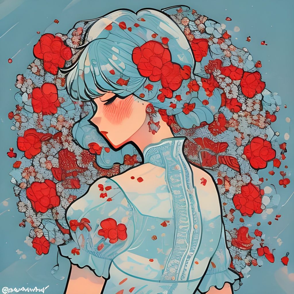 Sleeping Girl with Gem, Cartoon Illustration