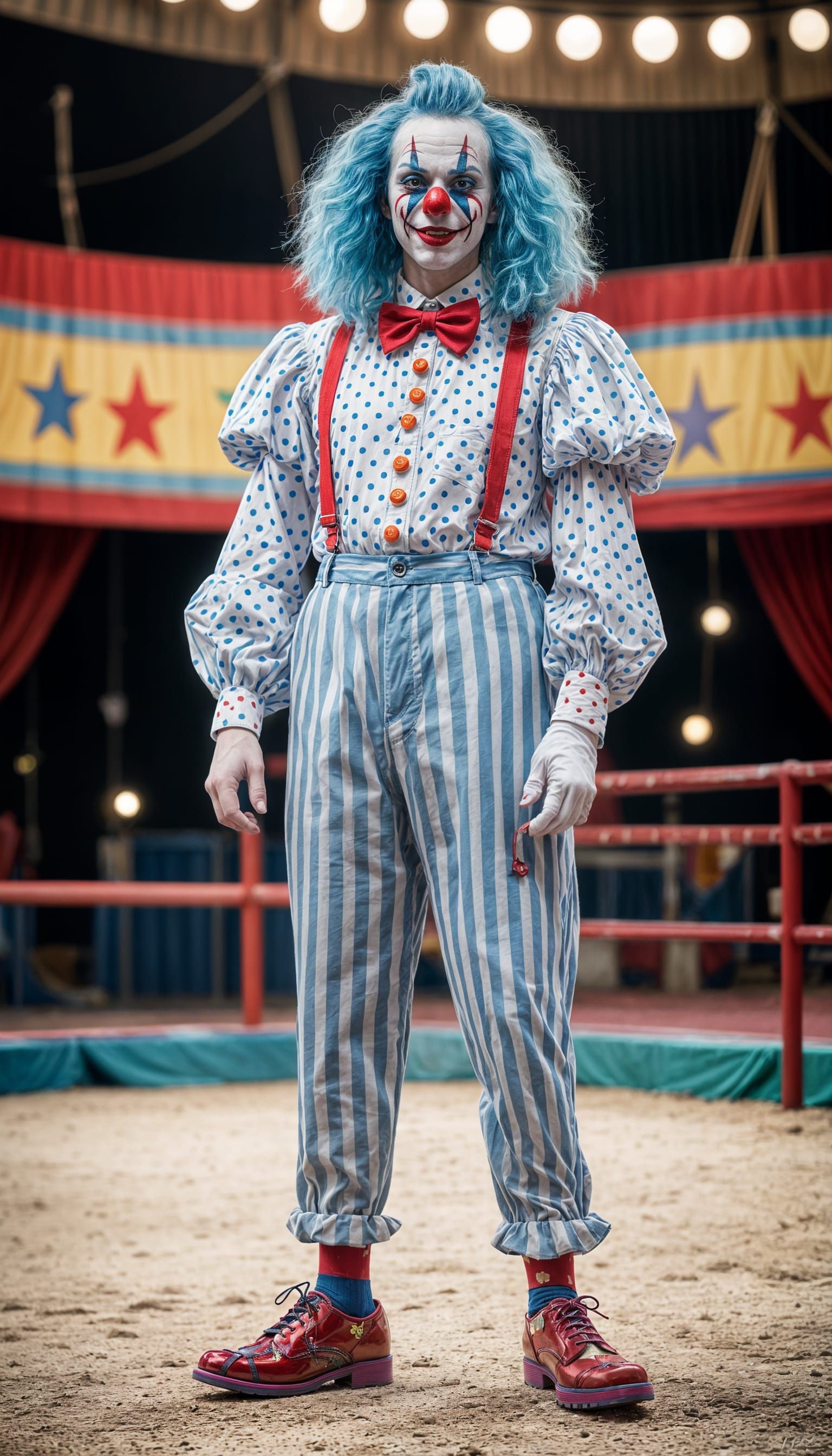 Creepy Clown Portrait in Circus Ring